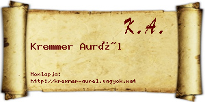 Kremmer Aurél névjegykártya